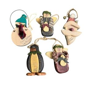 Vintage 90s Handmade Wooden Christmas Ornaments